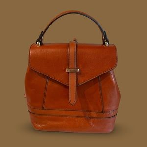 Women's Divina Firenze Orange Italian Leather Backpack and shoulder bag